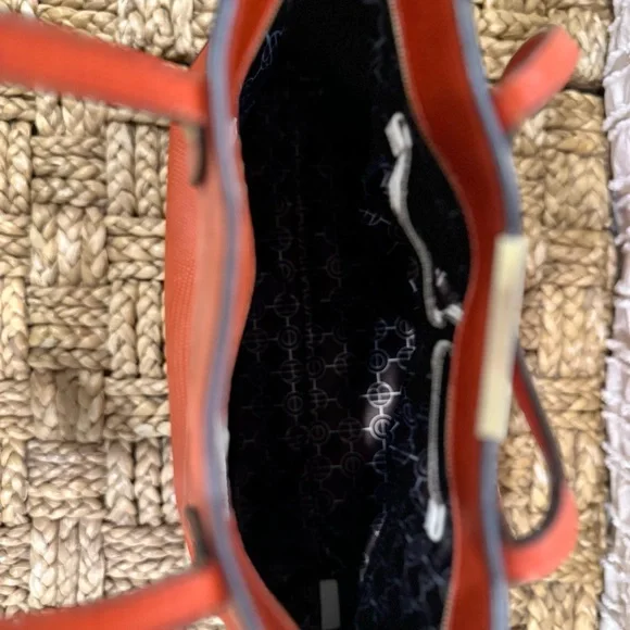 HENRI BENDEL Orange Lizard Embossed Leather East/West Shoulder Tote - Picture 7 of 7